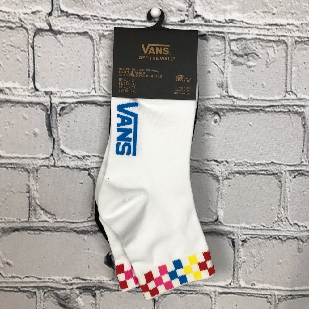 Vans Off The Wall Women’s Low Cut White & Black Ankle Crew Socks Size 6.5-10 New - Picture 7 of 7